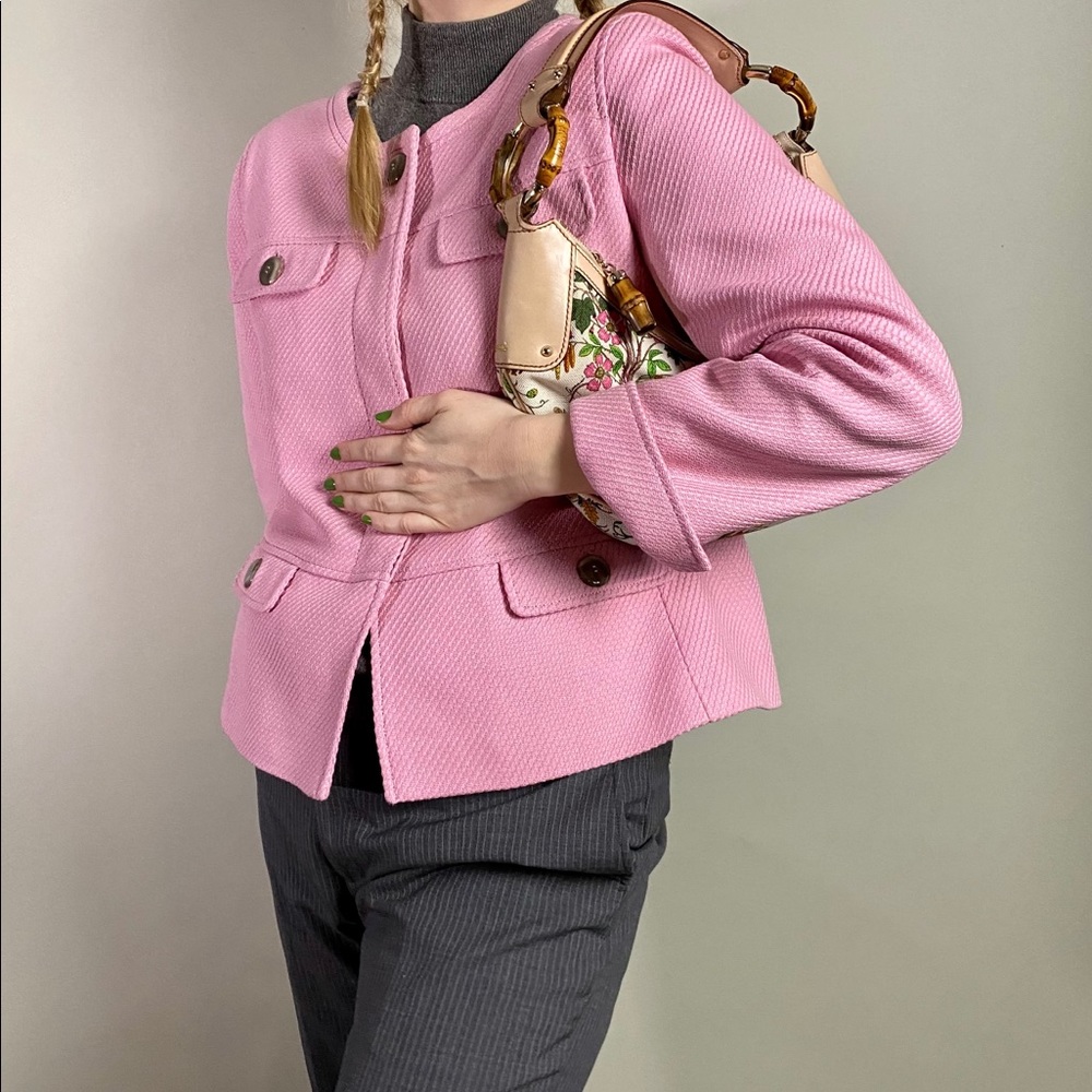 Bubblegum-pink French-style jacket